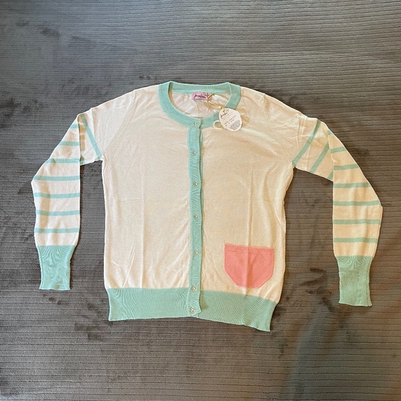 NWT Jennifer T. Knit couture, Striped Cardigan, Size Small - Picture 1 of 8